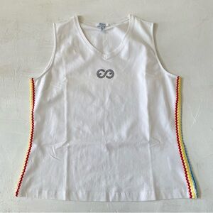 Y2K Escada Sport Embellished Logo White Tank Top with Colorful Trim Size XL
